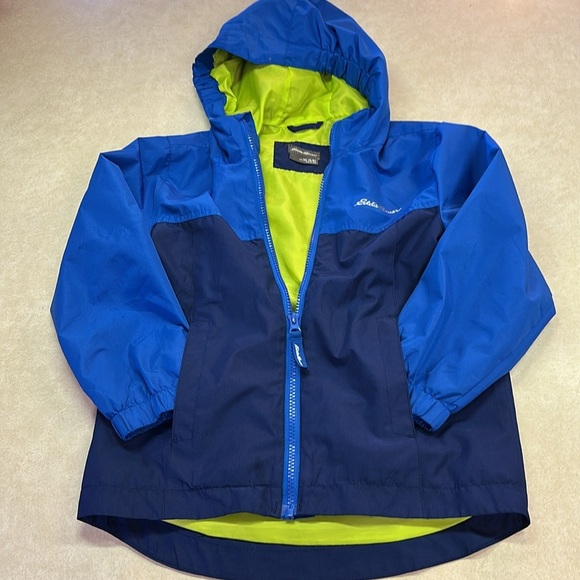Eddie Bauer Blue Zippered Spring Lightweight Hooded Windbreaker Jacket XS (5/6) - Picture 3 of 8